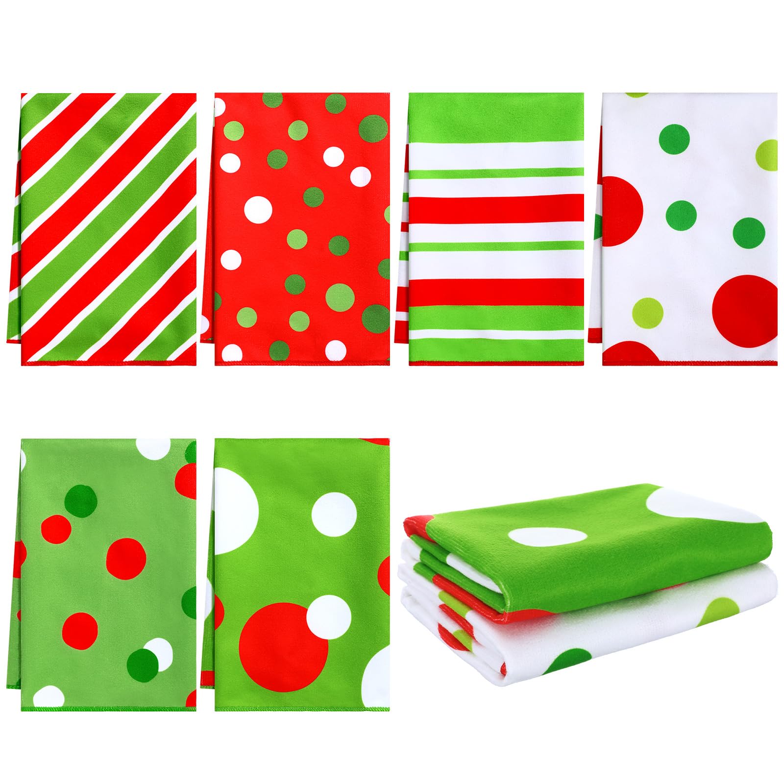 Macarrie 6 Pcs Christmas Hand Towel Xmas Dish Kitchen Towels Absorbent Drying Bathroom Decor Christmas Decorations Housewarming Gift for Christmas Festive
