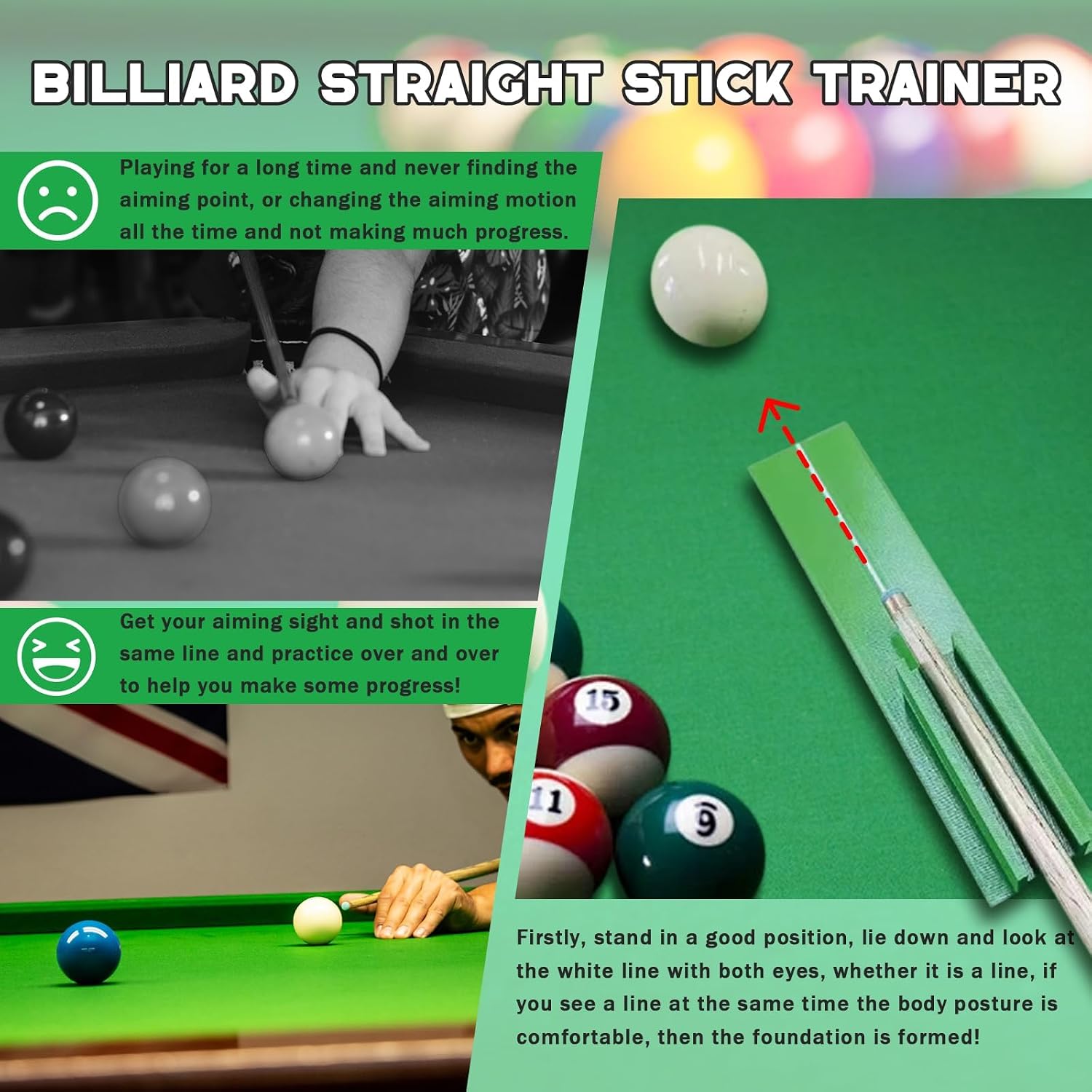 Billiards Training Aids, Billiards Stroke Trainer, Billiard Stroke Training Tool, Pool Cue Lathe