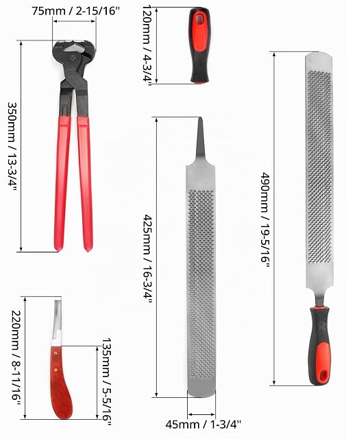 Foto 5 de 6 de QWORK® Juego de 3 Herramientas de Herrador para Cuidado de Cascos, Cuchillo para Pezuñas