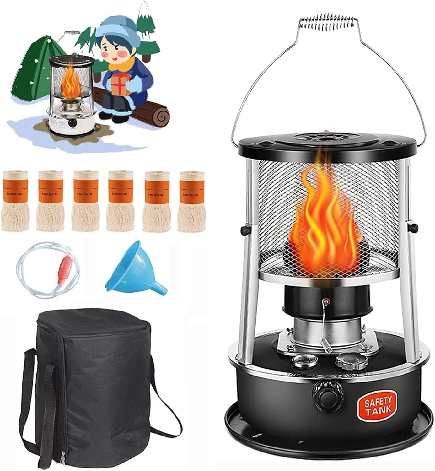 Lightweight Portable Kerosene Heaters,5.2L Kerosene Stove Heater Indoor Efficient,Kerosene Stove Heater for Outdoor Camping Tents Cooking,Great Heat Output,No Odors,Easy to Use