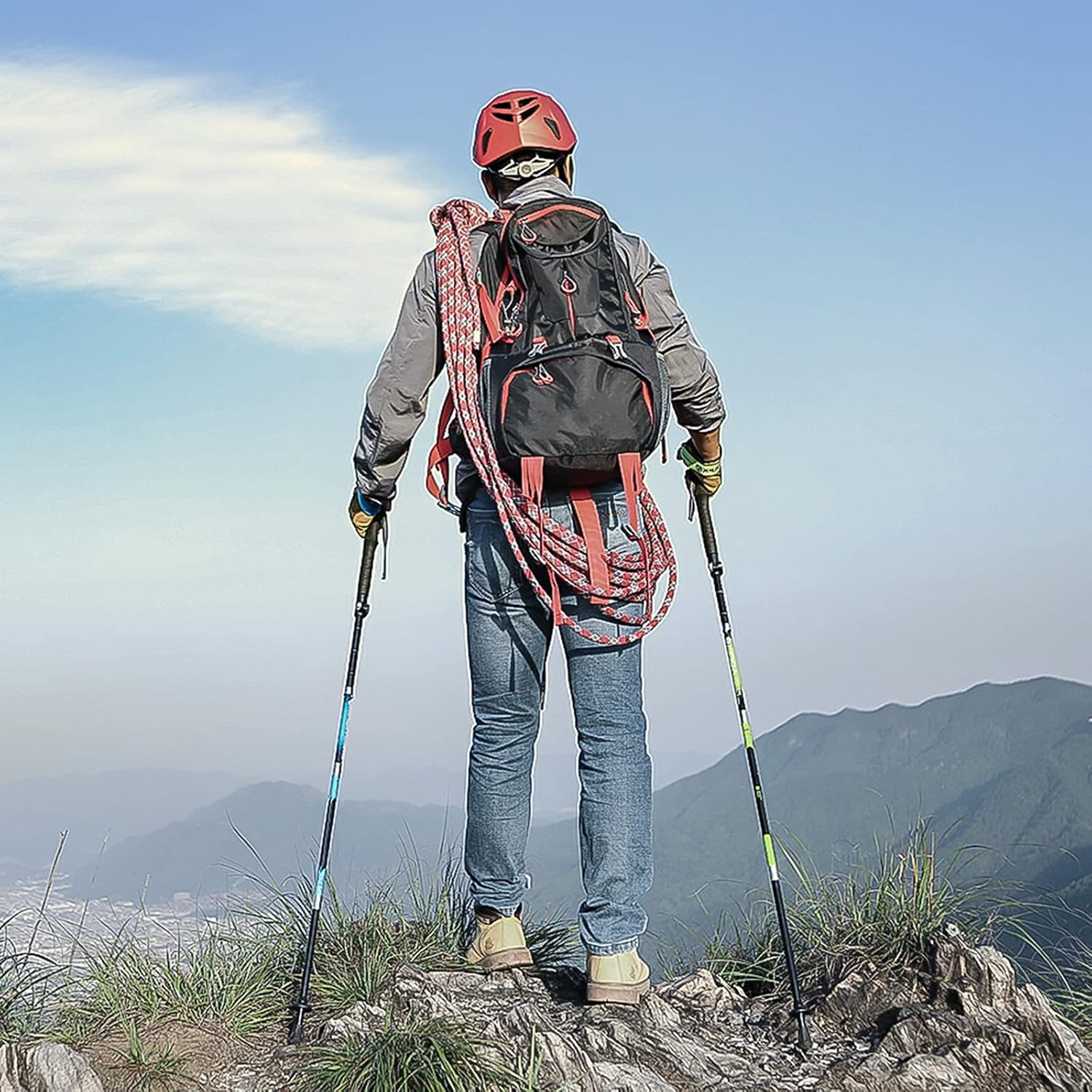 Lightweight Trekking Poles, Foldable Telescopic Trekking Poles, Shock-Resistant and Strong Trekking Poles, Soft Non-Slip Handle, Easy to Carry and Store (Long Green 1pcs)