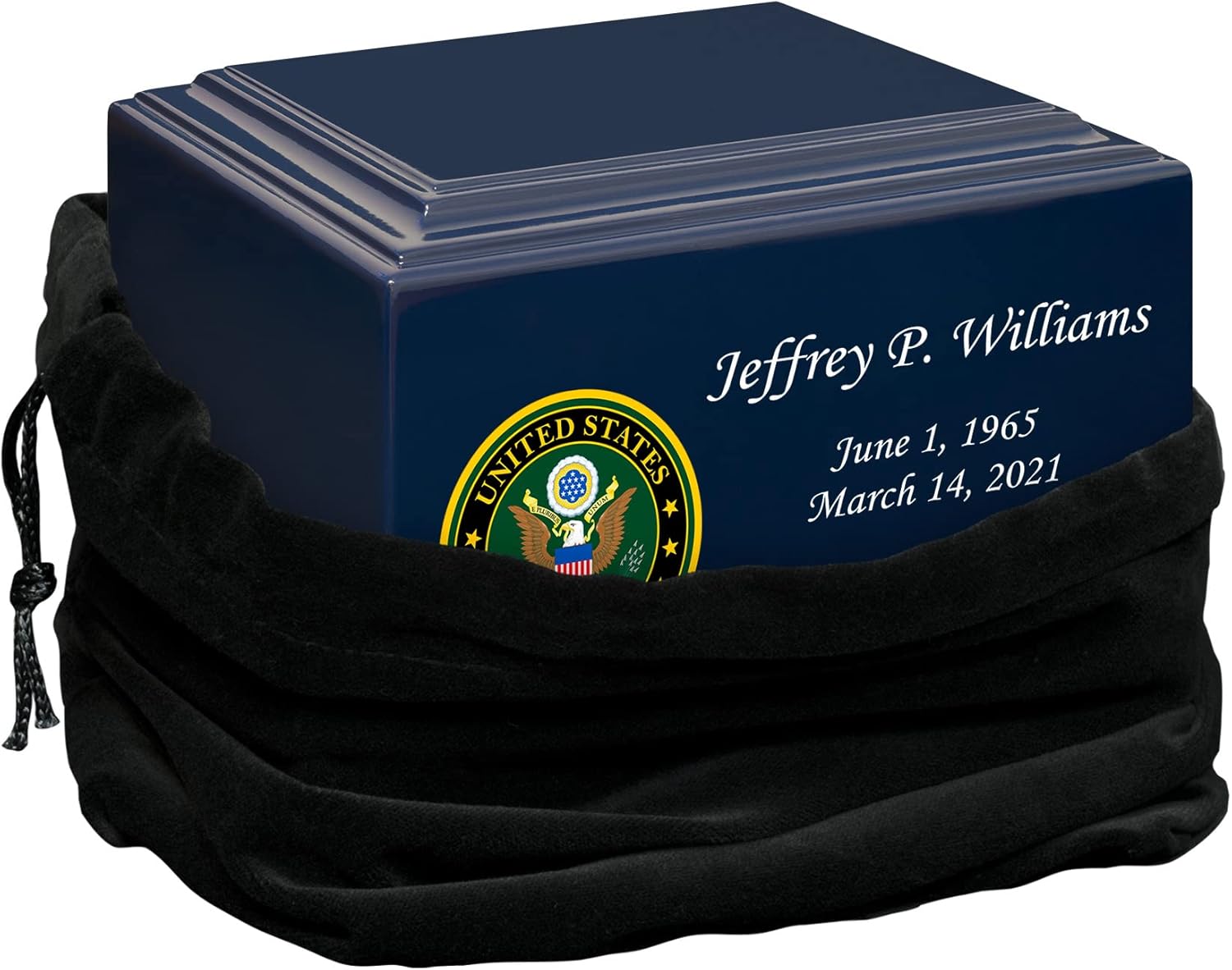 Stonewood Medium Full Color Army Emblem Cremation Urn for Human Ashes - Composite Wood Cremation Urn for Adult Ashes - 110 Cubic Inch Capacity - Personalization Included