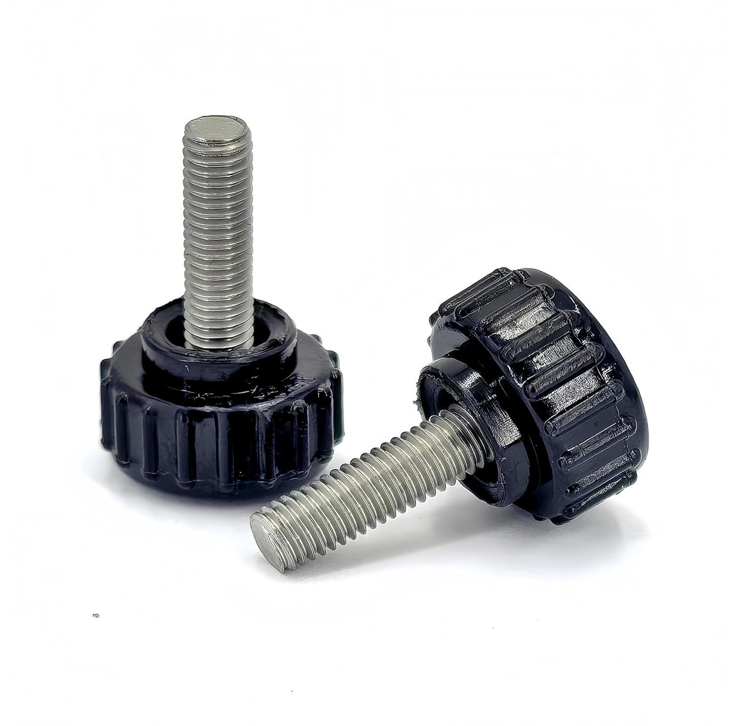 M4x8mm 304 Stainless Steel Threaded Knurled Thumbscrew Screw on Knobs Grips Black Round Clamping Screw, Black(20 Pcs)