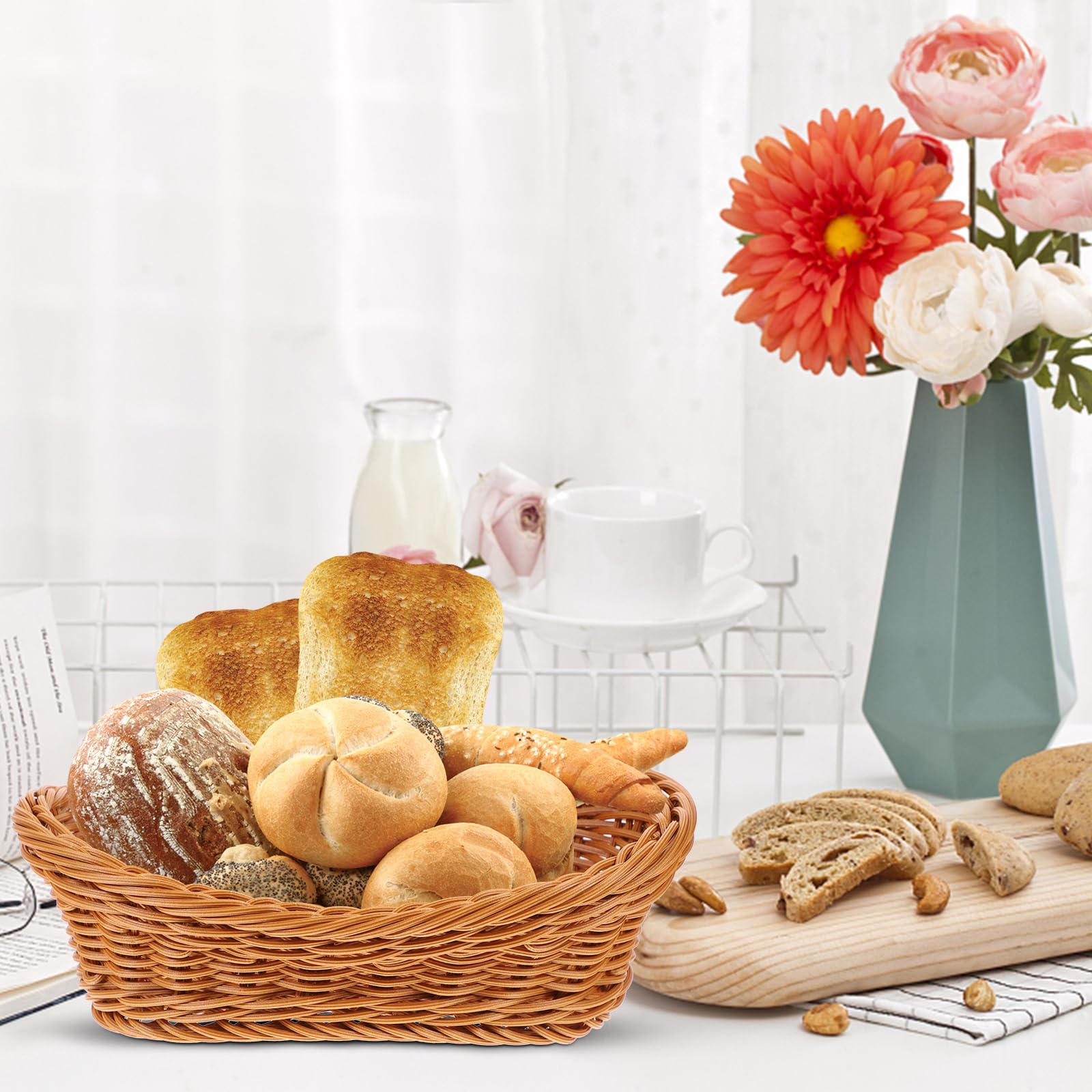 DHliIQQ Cesto portaoggetti intrecciato a mano ovale rotondo in rattan vassoio di vimini cestino di vimini cestino per pane frutta picnic cibo cestino per la colazione