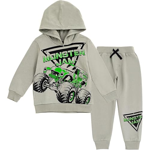 Monster Jam Grave Digger Monster Mutt Megalodon Fleece Pullover Hoodie & Pants Toddler to Big Kid