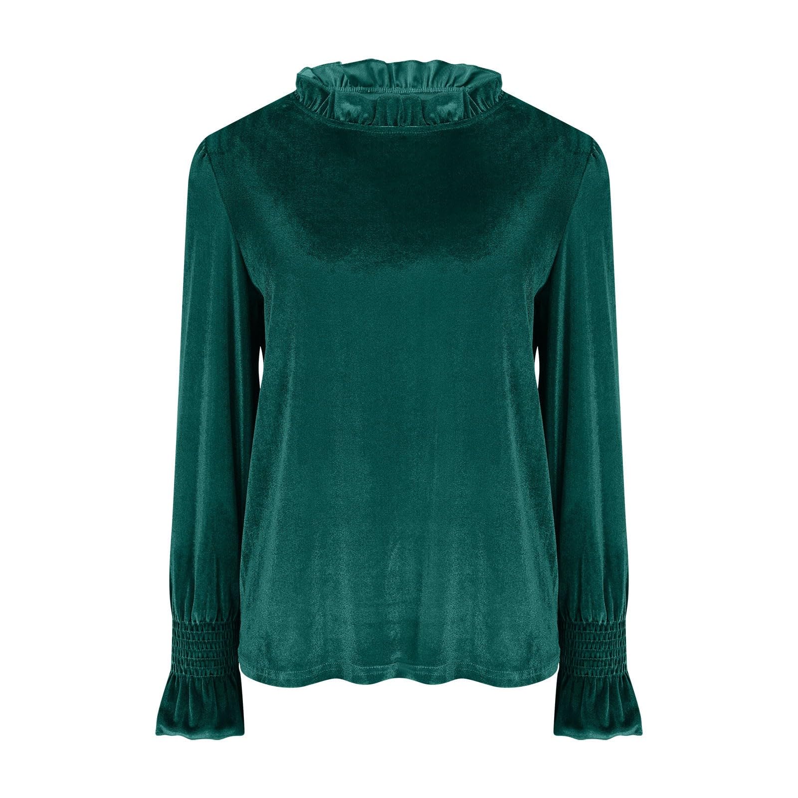 KHIRVWL Top Donna Casual Largo in Velluto Scollo Tondo Maniche Lunghe Tops Pizzo Maglietta con Glitter Sexy Taglie Forti Camicetta Brillantini Maglia da Sera Curvy Camicia Oro per Feste e Serate