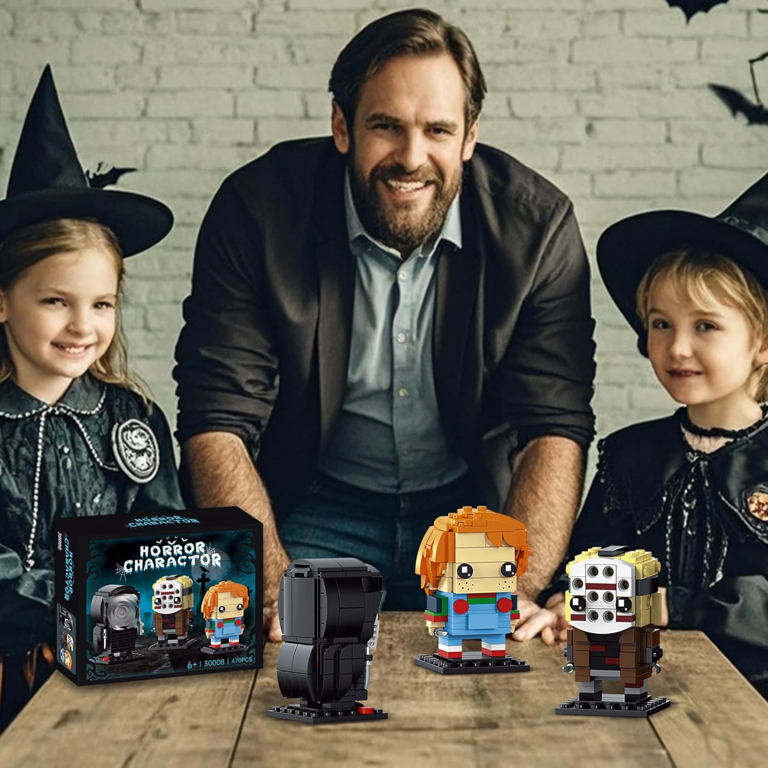 Horror Movie Action Figure Building Set, Scary Buildable Characters Compatible with Lego for Adults, Spooky Halloween Desk Decor & Collectibles 483 Pcs