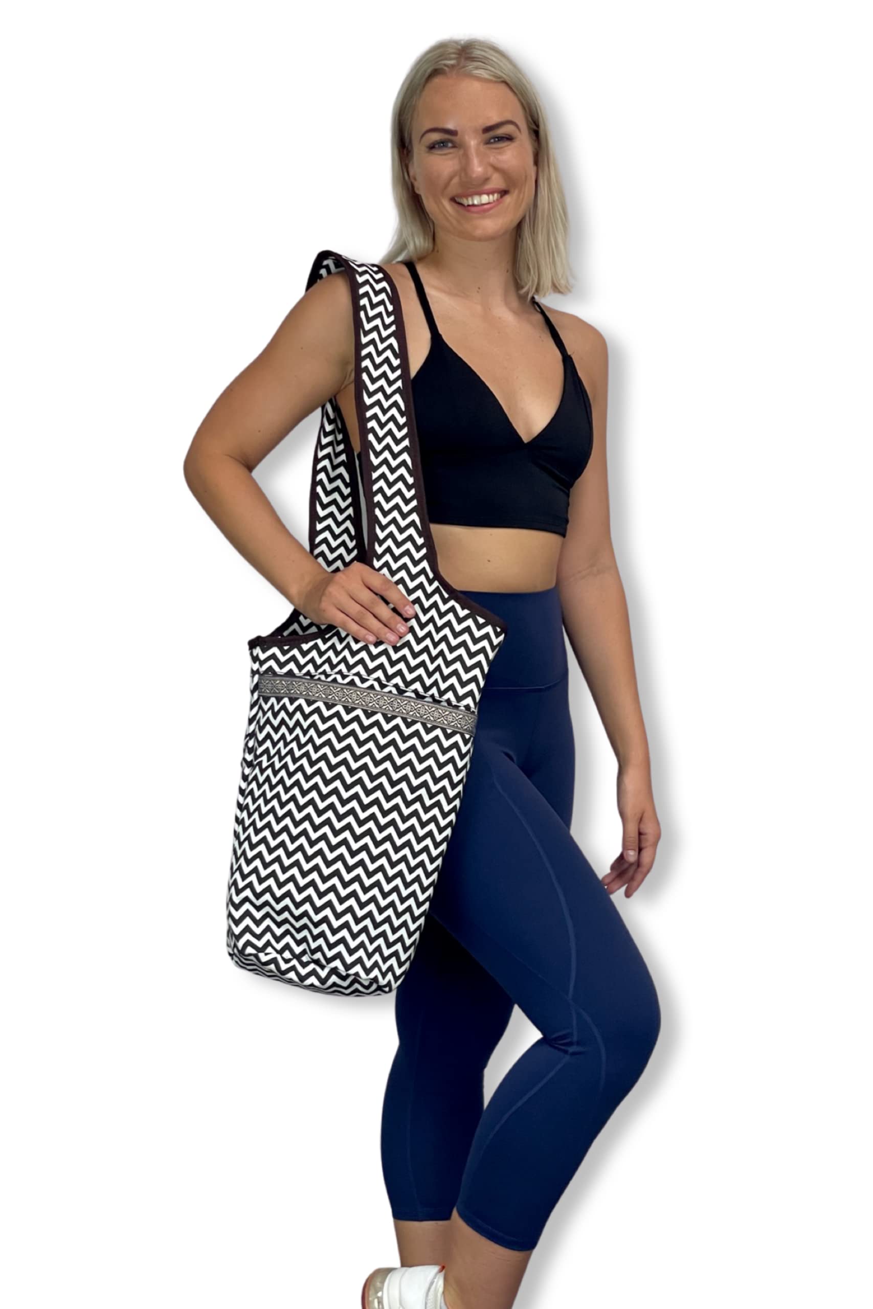 JupiterGear Yoga Mat Carrying Tote Bag with Large Pockets, A Zipper Pocket, With Space to Fit Most Size Mats