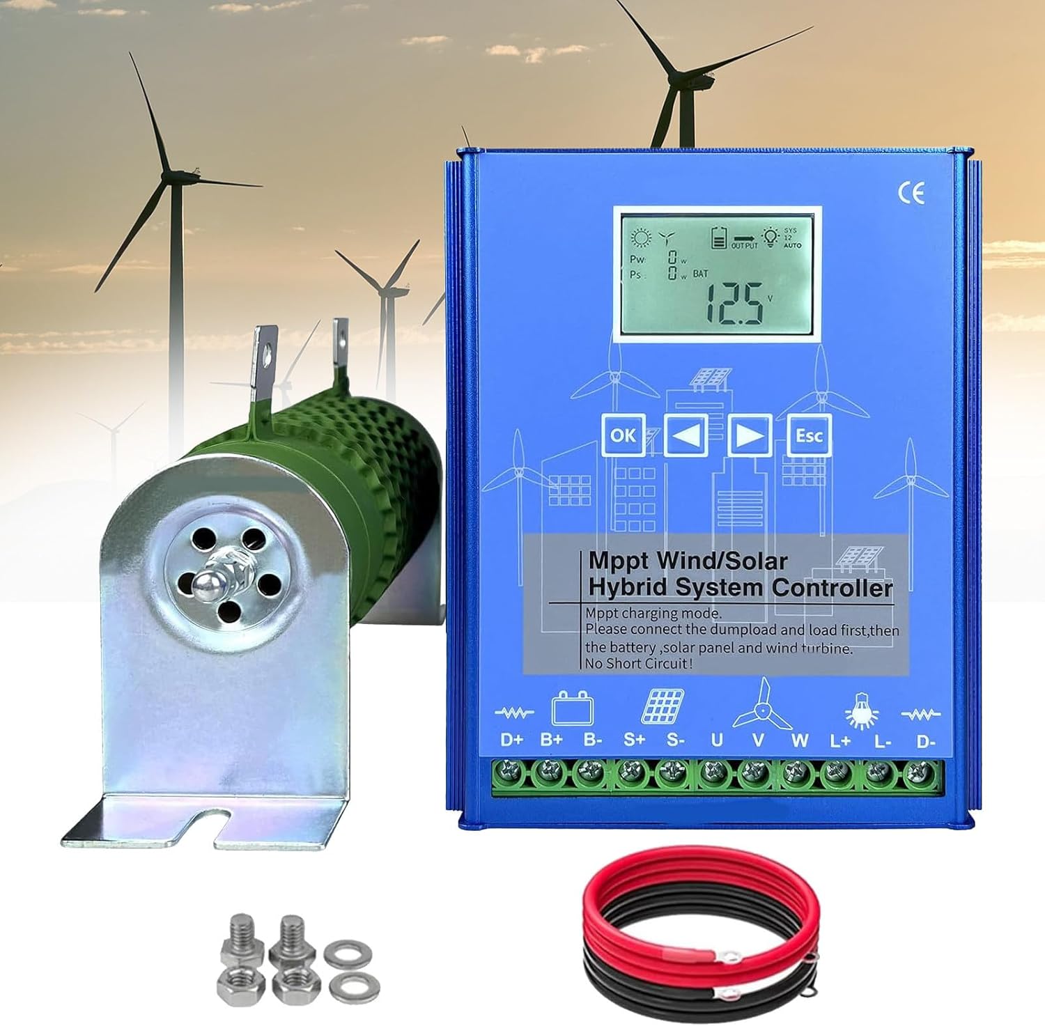 2000W Wind Solar Hybrid Charge Controller with LCD Display, Dump Load for Home Wind Generator, Boat, Street Light, 48V Renewable Energy Solution