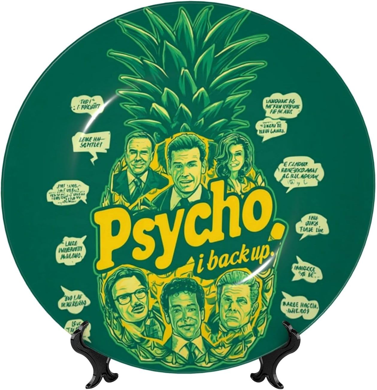 Decorative Plate 10in Bone China Dessert Plates with Display Stand Ceramic Ornament Ceramic Psych pineapple quote Decorative Plates Art Crafts Porcelain Plate for Home Club Living Room