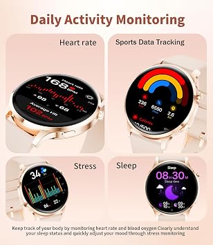 Smart Watch for Women Answer/Make Call, 1.32'' AMOLED HD Always on Display, 110+ Sport Modes Fitness Tracker, Calorie/Sleep/IP68 Waterproof Women Smartwatch for Android iOS, 2 Straps, Rose Gold