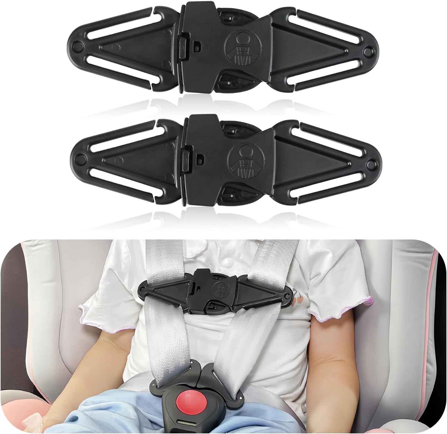 2 Pack Anti Escape Car Seat Safety Clip, Universal Child Safety Chest