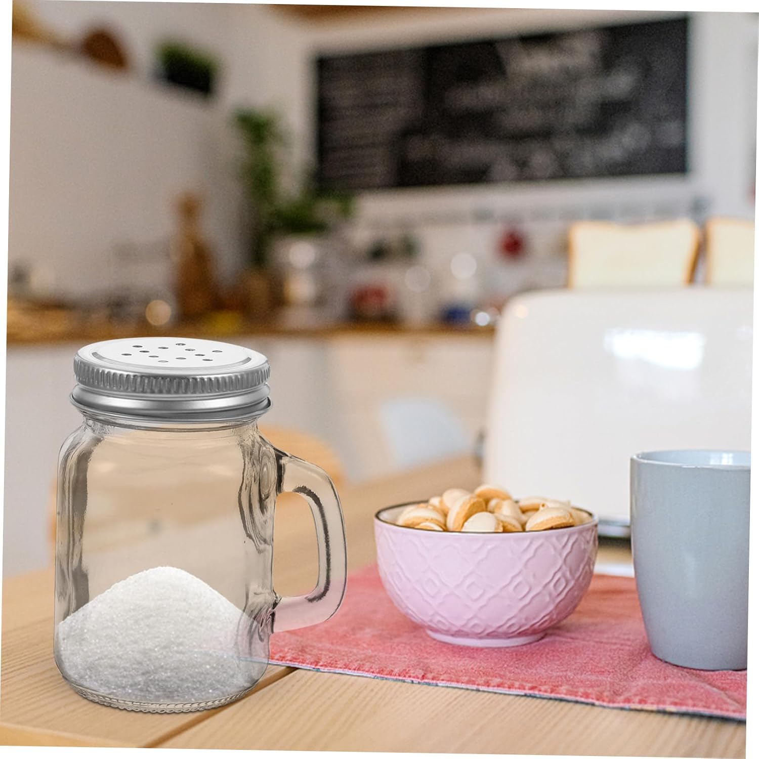 SHOWERORO 2pcs Small Kitchen Spice Jars Mason Jar Condiment Bottles Salt Pepper Shakers