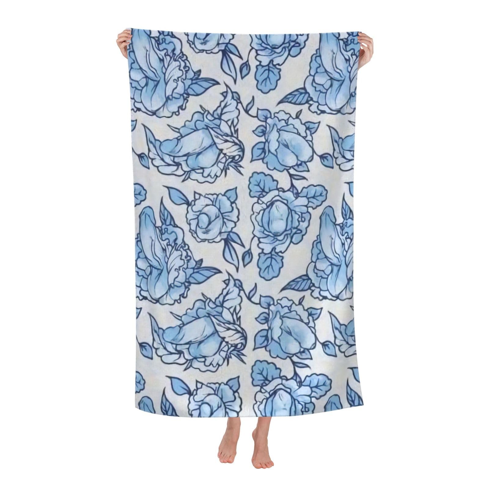LSRCPD Beach Towel Penis Flower Print Microfiber Beach Towels Blanket Oversized Tropical Big Extra Large XL Pool Towels Quick Dry Sandproof for Women Girls Kids