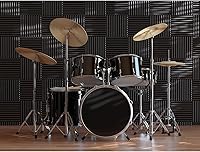 Vista 13 de JBER - Paquete de 48 paneles acústicos de espuma, cuñas de estudio autoadhesivas mejoradas de 1 x 12 x 12 pulgadas, acolchado insonorizante