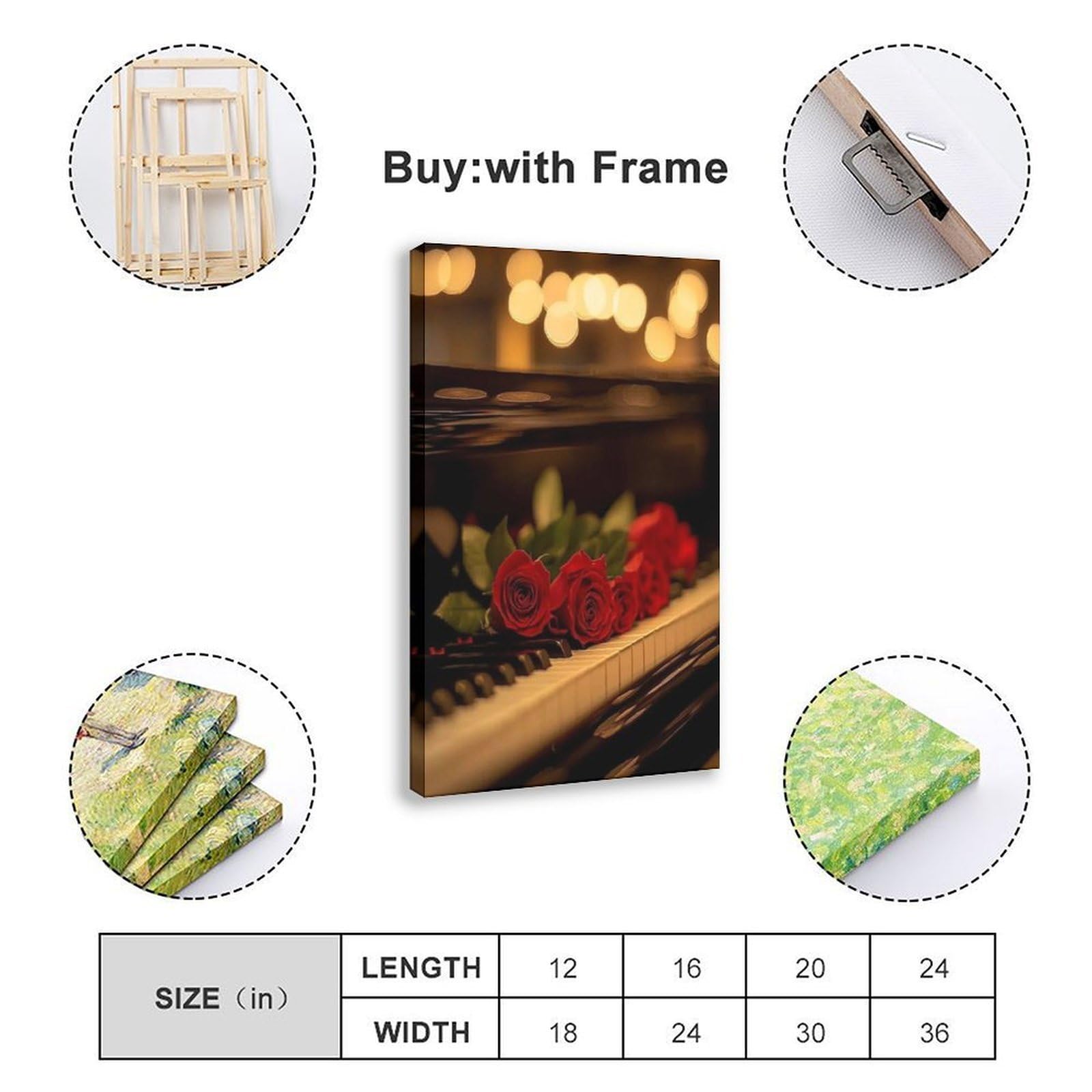 Elegante decorazione per sala musicale, poster in tela, decorazione per camera da letto, ufficio, stanza, regalo, 40,6 cm L x 61 cm W