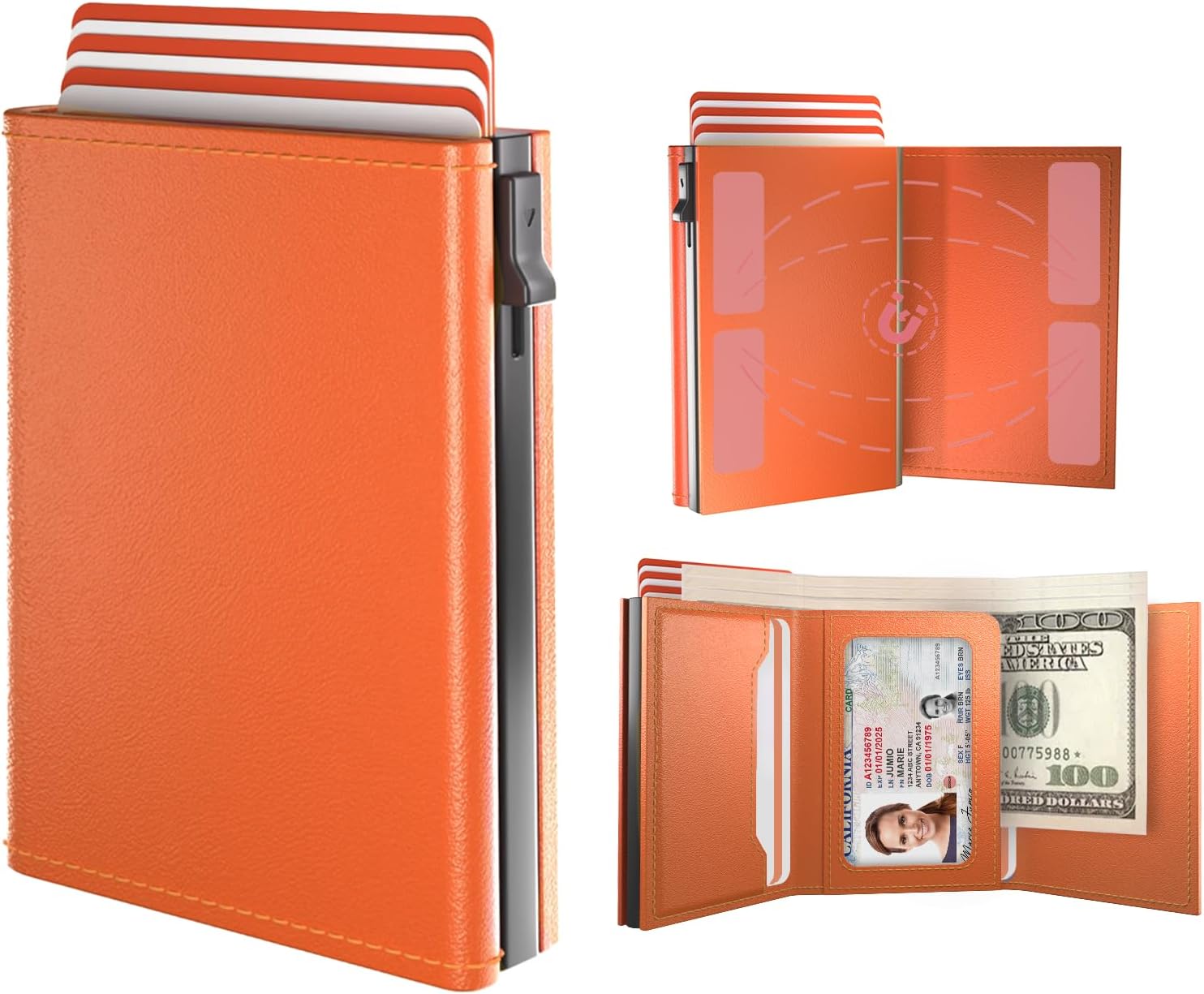 Womens Wallet Card Holder, Pop Up Wallet Card Case, RFID Blocking, Minimalist, Womens Slim Wallet Card Holder, 9-14 Cards Capacity, ID Window, Cash Pocket, Trifold Credit Card Holder Wallet for Women