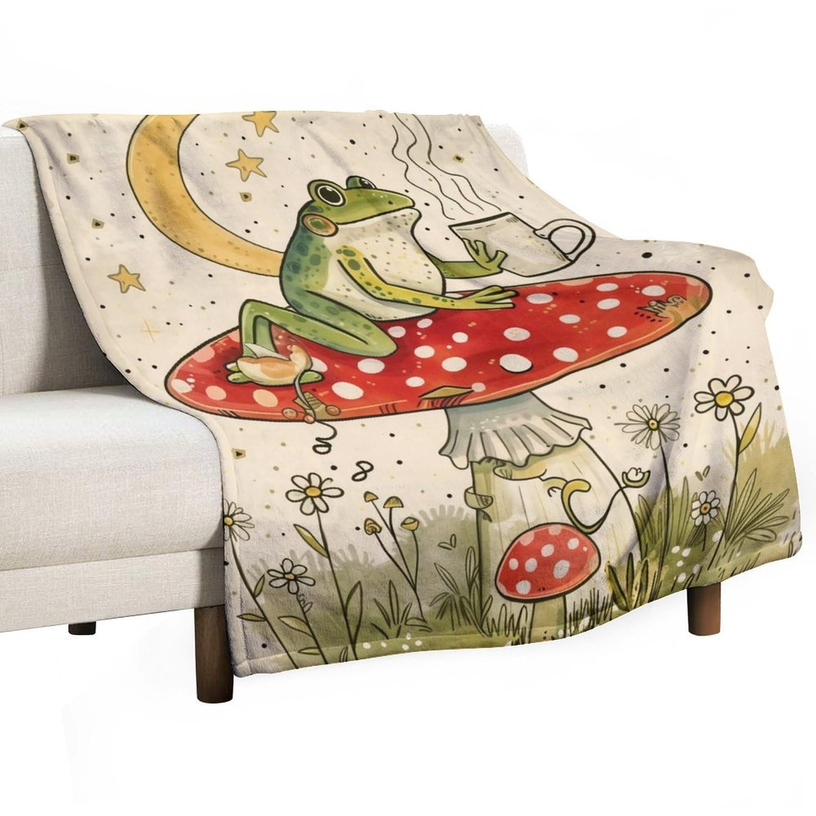 YHGSREUOH Everything Is Figureoutable Relax Frog Mushroom (1) Flannel Blankets Fleece Soft Throw Lightweight Plush Gifts for Couch, Bed, Cozy Sofa Plush, Chair, Lovers 130x150cm(50x60in)