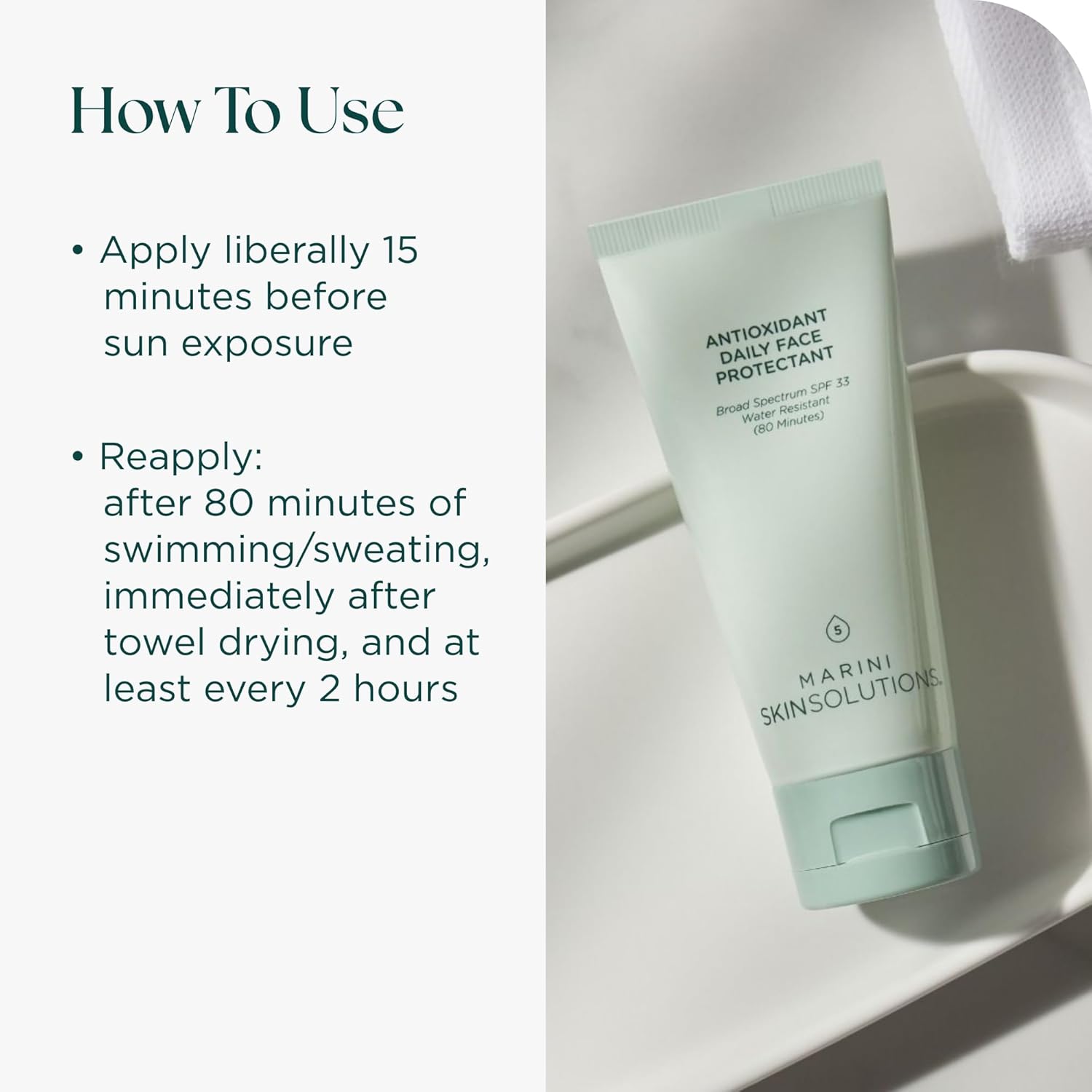 Marini SkinSolutions Antioxidant Daily Face Protectant - Broad-Spectrum SPF 33 Sunscreen - Water Resistant (80 Minutes) - Cruelty Free - Made in the USA - 2 oz - Image 5
