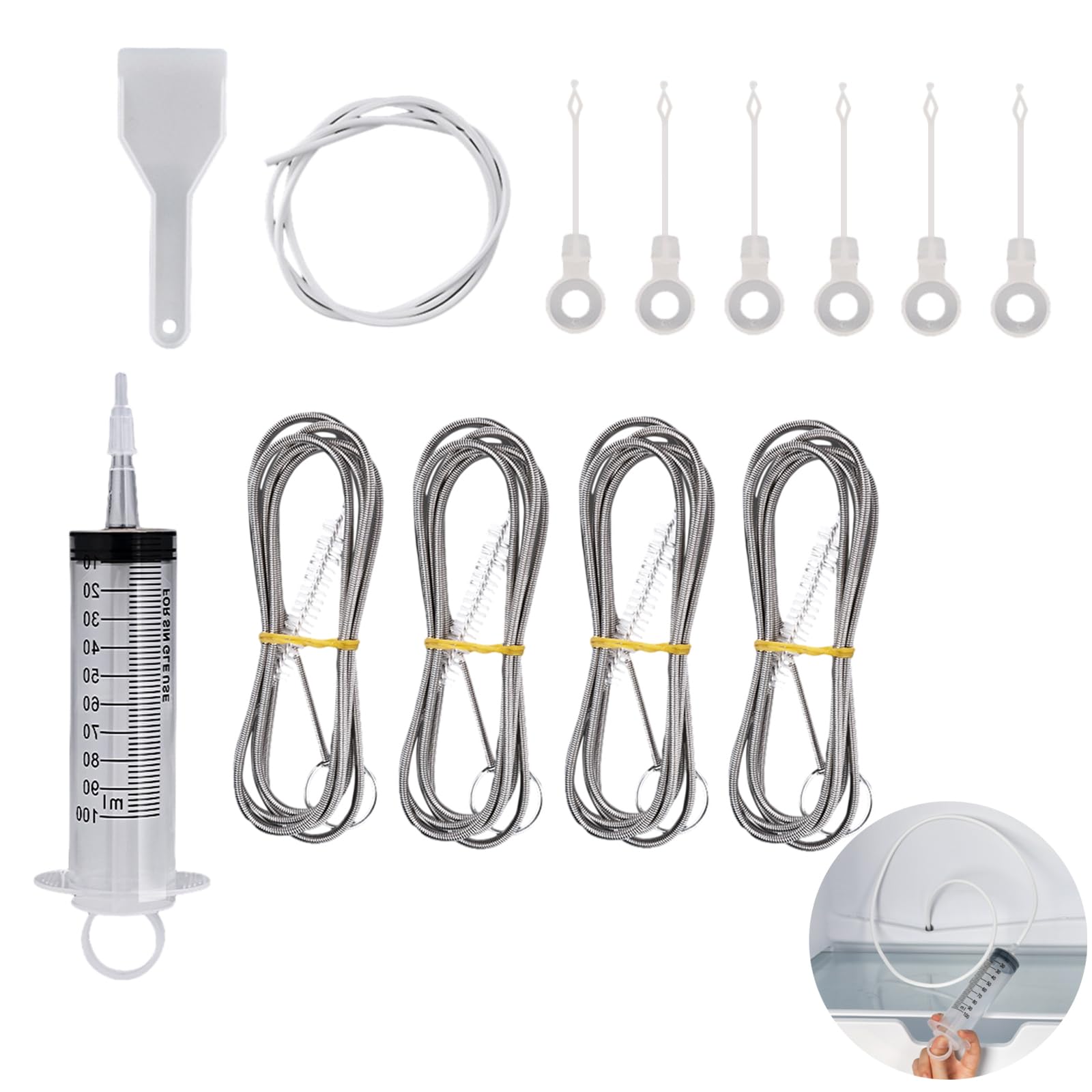 13 Piezas Kit de Limpieza de Nevera, Herramienta de Limpieza del Refrigerado, Kit de Limpieza del Orificio de Drenaje del Refrigerador para Limpieza de Refrigerador
