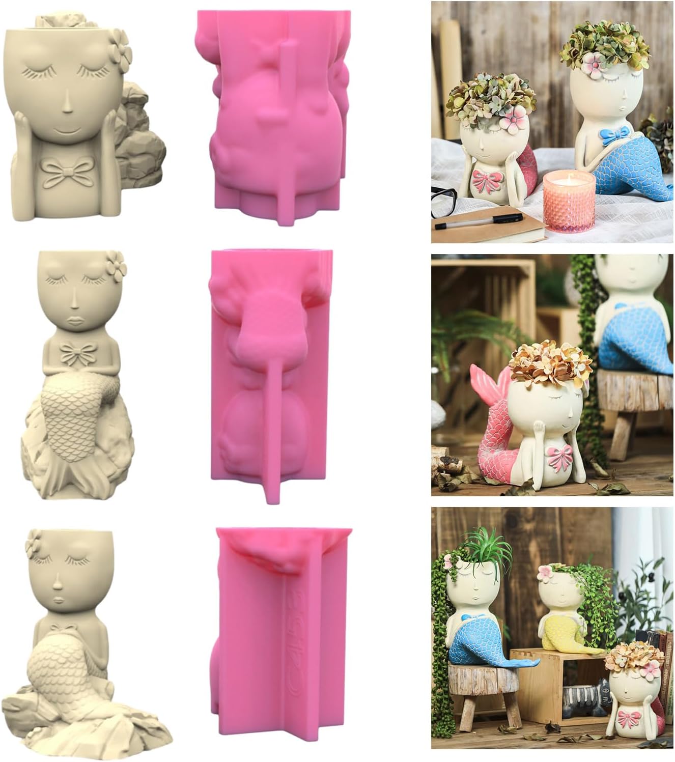 5種の筆先 2wayシリコンペン 5本セット ｰ* オマケがたくさんついてくるパーツ屋さん* 隠れ工房 green ocean かわいいマーメイドペンホルダーシリコーン金型テーブルオーナメントプラスターメイキングツールプランター金型掃除が簡単なシリコンの植木鉢