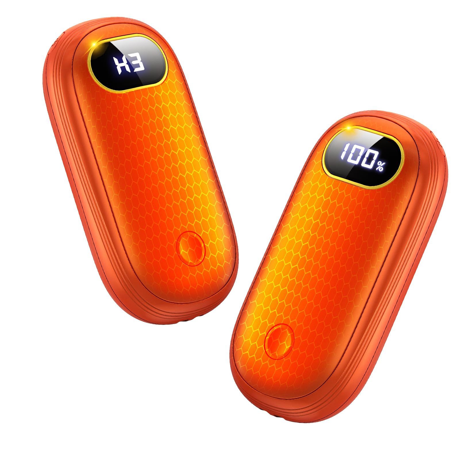 Hand Warmers Rechargeable - Dual Sided Heating Electric Handwarmers 2 Pack with LED Display, Power Bank, 17Hrs Warmth, 4 Levels Pocket Heater for Raynauds, Hunting, Golf, Camping, Gifts for Men/Women