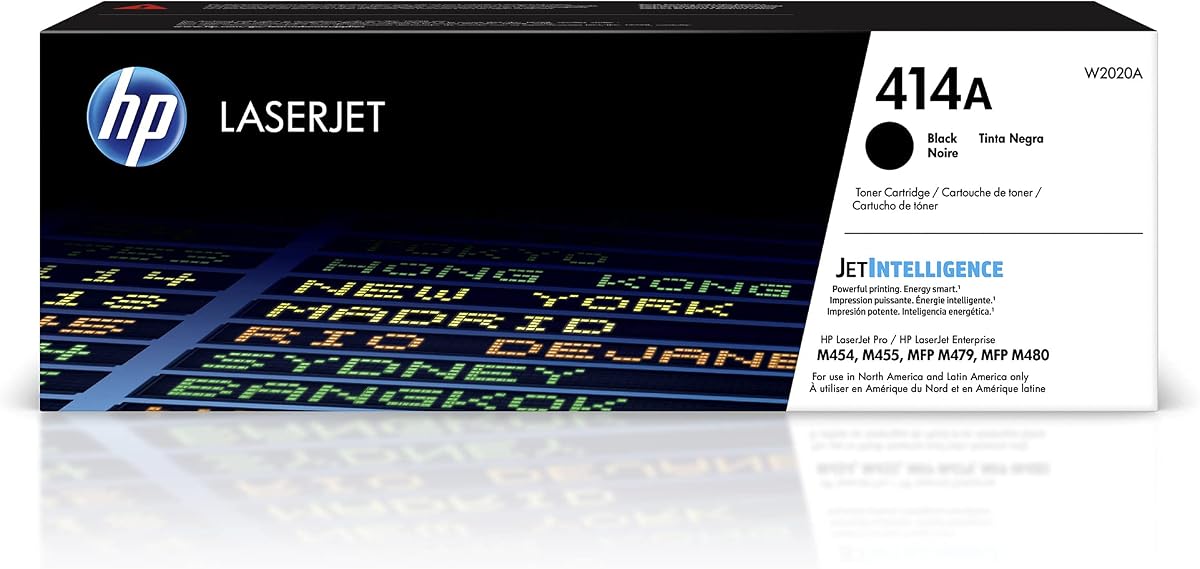 Cartucho de tóner negro HP 414A | Funciona con las series Color LaserJet Enterprise M455dn, MFP M480f, Pro M454, MFP M479 | W2020A