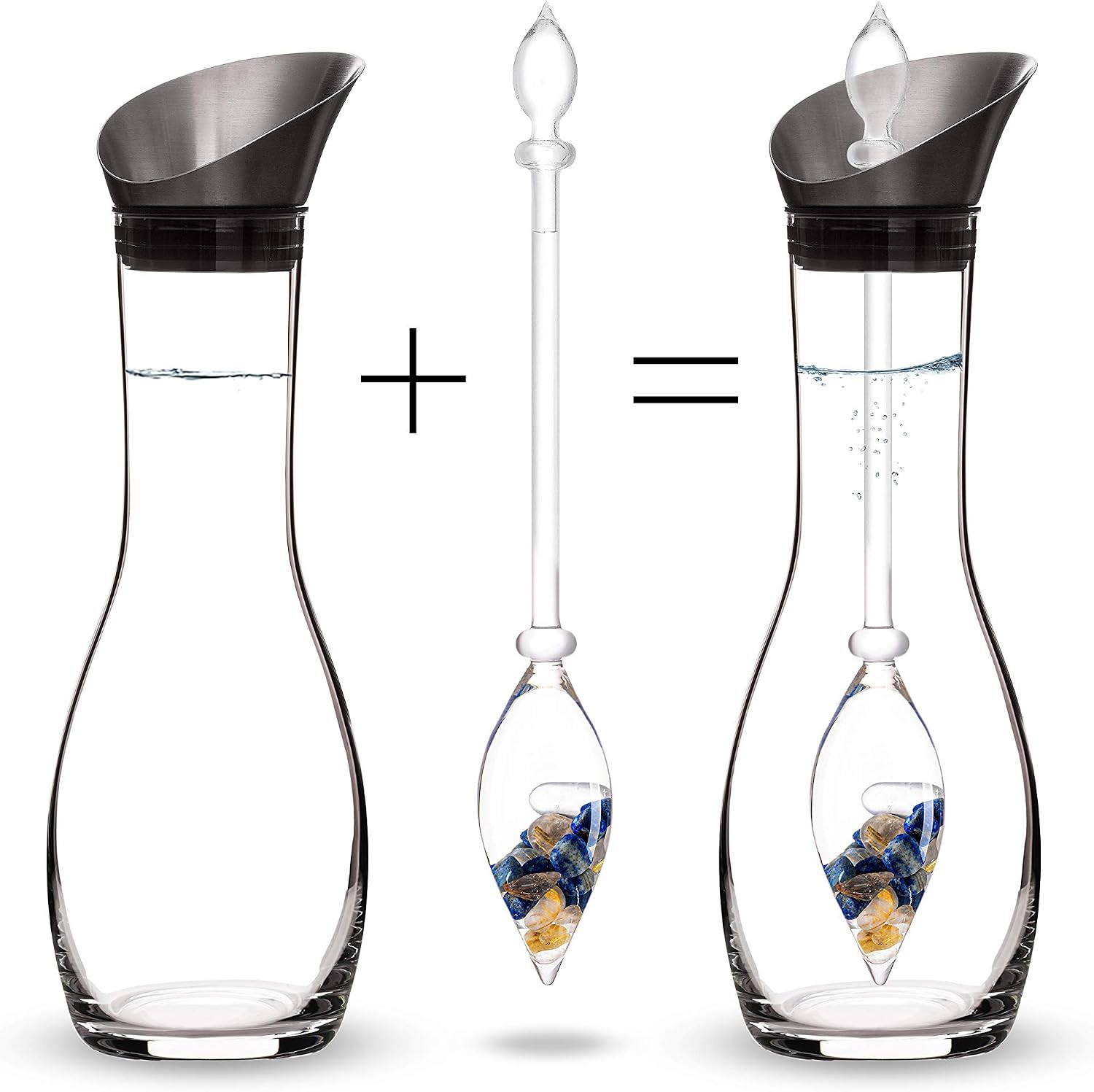 VitaJuwel Era Inspiration | Crystal Water Carafe with Lapis Lazuli & Rutilated Quartz