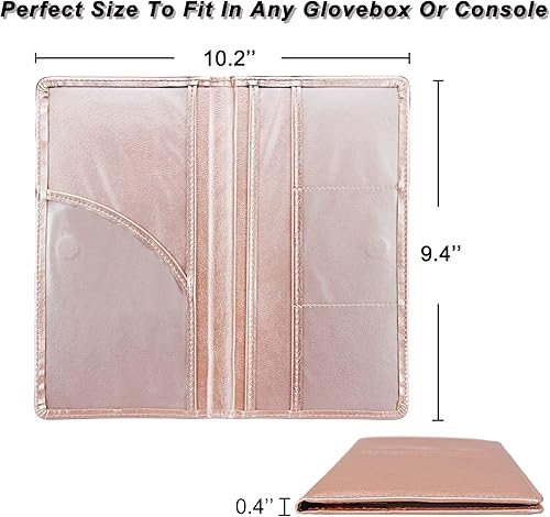 Miniatura 16 de Soporte para registro y seguro de automóvil, soporte de cuero prémium para seguro y registro, organizador de automóvil con cierre magnético