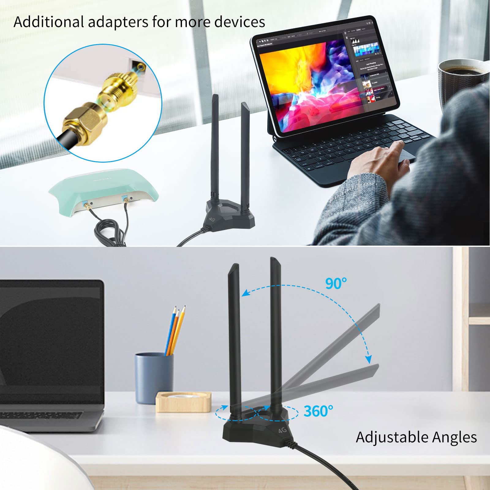 Antenne réseau 4G LTE 8dBi SMA/TS9 avec câble RG174 Base magnétique pour routeur Industriel Mobile sans Fil Netgear Huawei ZTE TP-Link Modem passerelle cellulaire