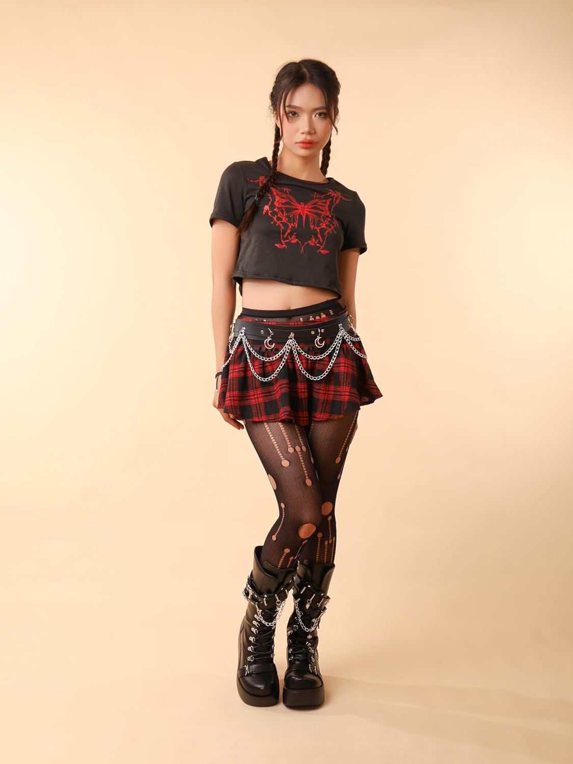 Sacina Crescent Moon Black PU leather Belt, Emo Punk Grunge Goth Belt, Gothic Punk Accessories - Image 4