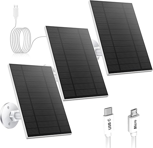 Miniatura 10 de Panel solar de 5 W para cámara de seguridad, panel solar con puerto micro USB y USB-C para cámara de batería recargable de 5 V CC al aire libre,