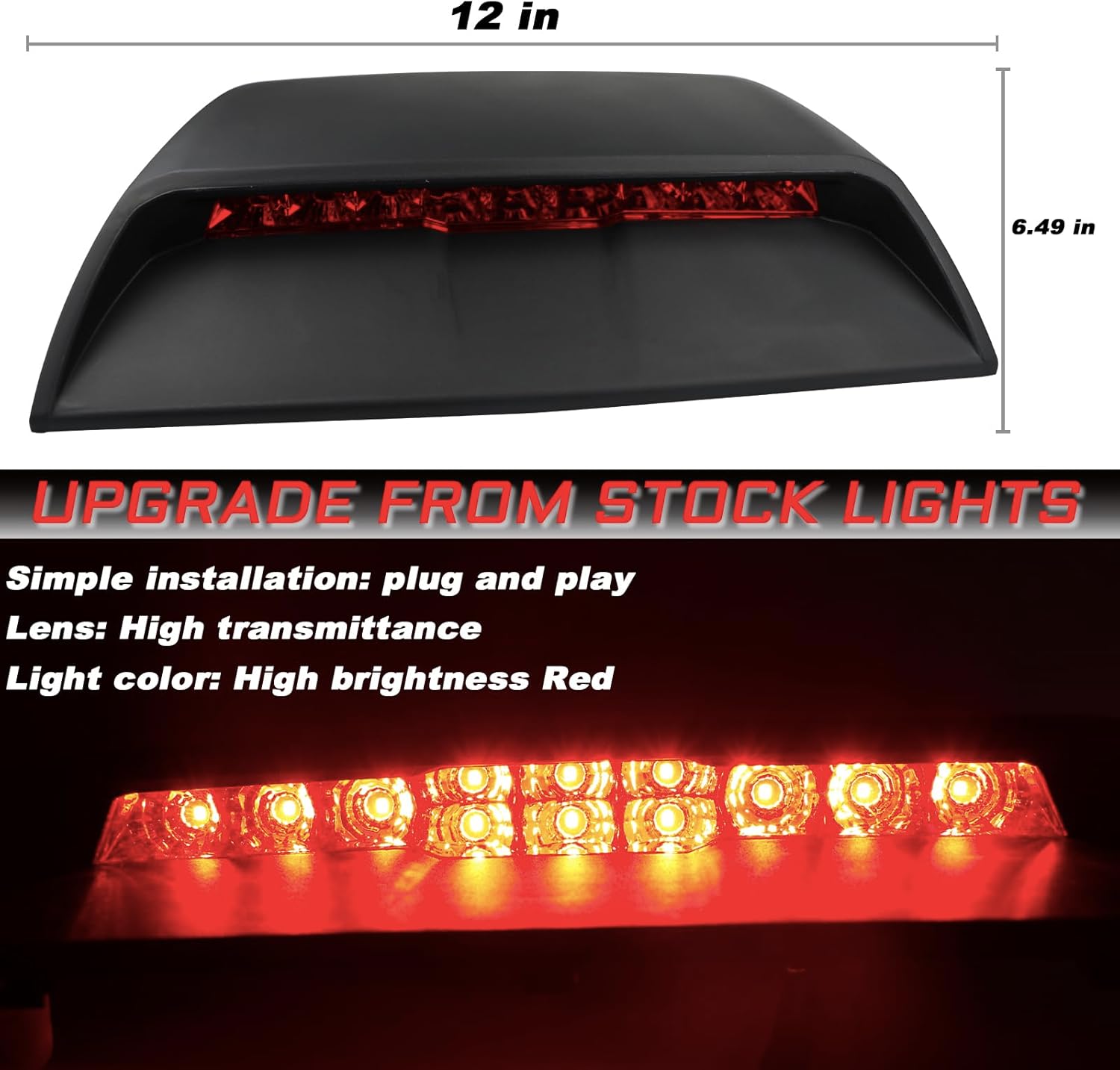 LED 3rd Third Brake Light Compatible with Chevrolet Chevy Cruze Sedan 2011 2012 2013 2014 2015 Rear High Mount Brake Light Replacement Lamp