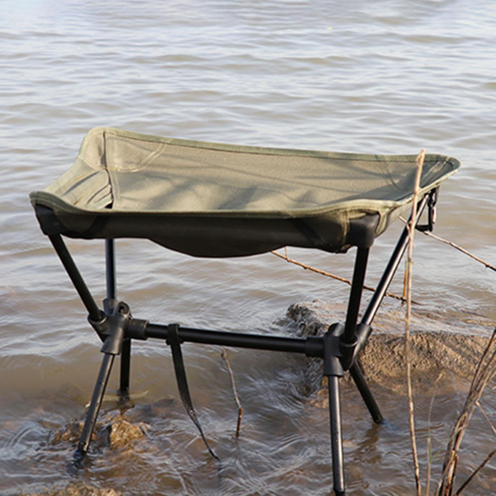 Sgabello da campeggio con supporto sonaglio, sedile pieghevole portatile, sedia con struttura in lega, sedia telescopica per escursionismo, pesca, barbecue all'aperto, trekking, percorso naturale