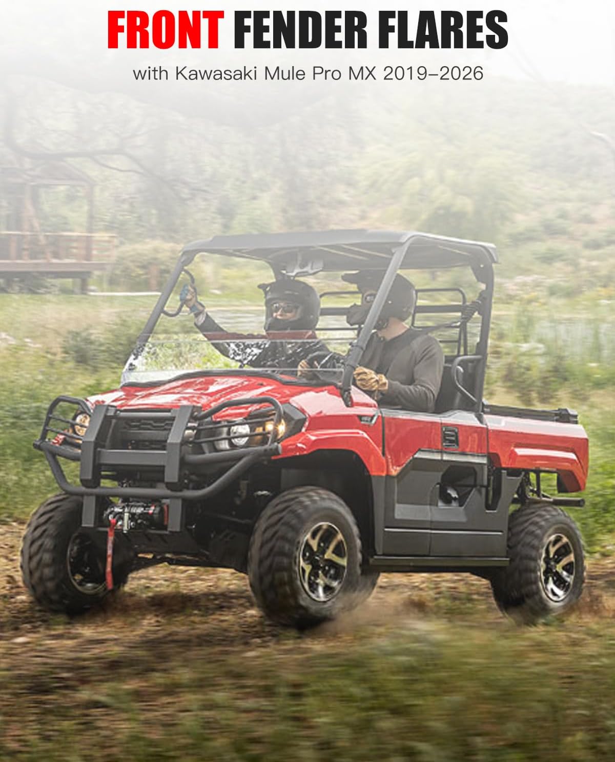 Front Fender Flares for Kawasaki Mule Pro MX 19-26, UTV Front Mud Flaps Combined Mud Guards Extension Compatible with Kawasaki Mule Pro-MX 2019-2026 Accessories