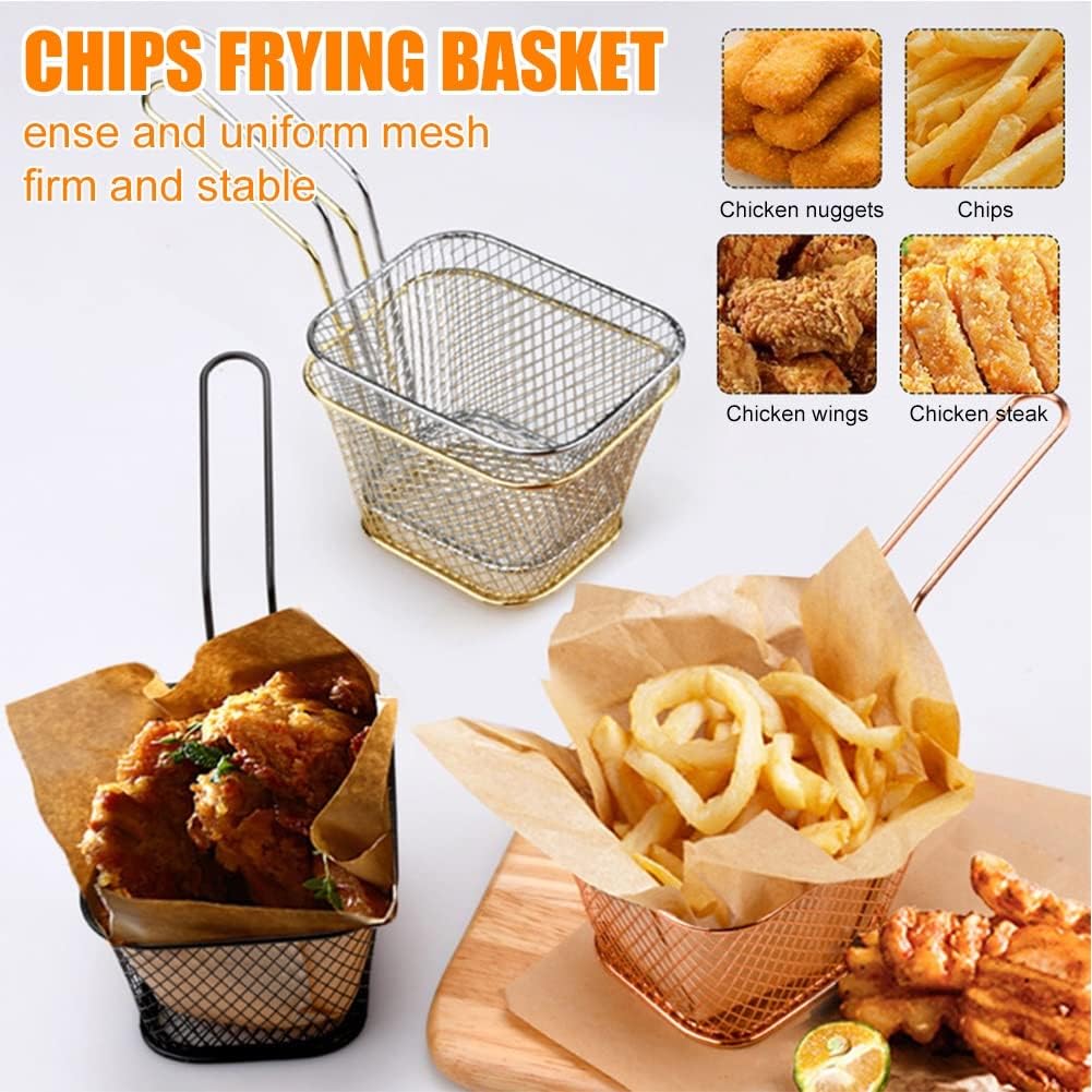 Portable Square Mini Fried Basket French Fries Basket Restaurant Fried Chicken Snack Chips Iron Metal Colander Tool (Color : A) (C)