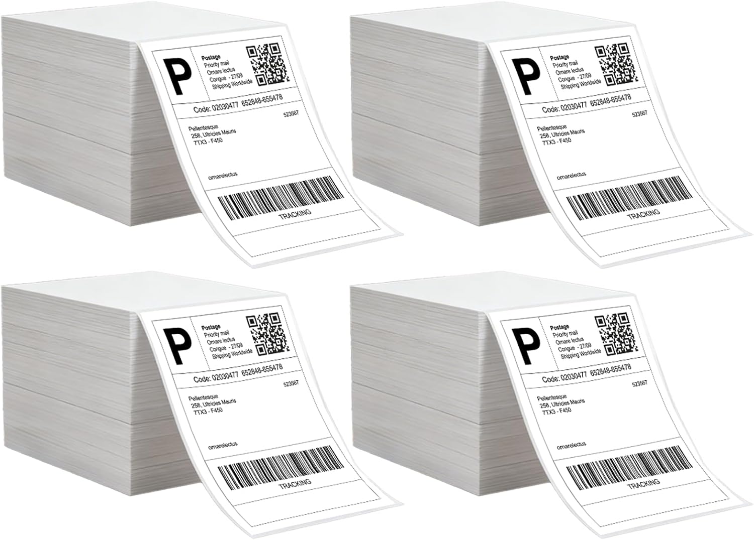 4x6 Direct Thermal Shipping Labels in 4Stacks(1000 Pages per Stacks)，4 x 6 Direct Thermal Labels with Perforations，Permanent Adhesive Fanfold Shipping Labels，Designed for Thermal Printer