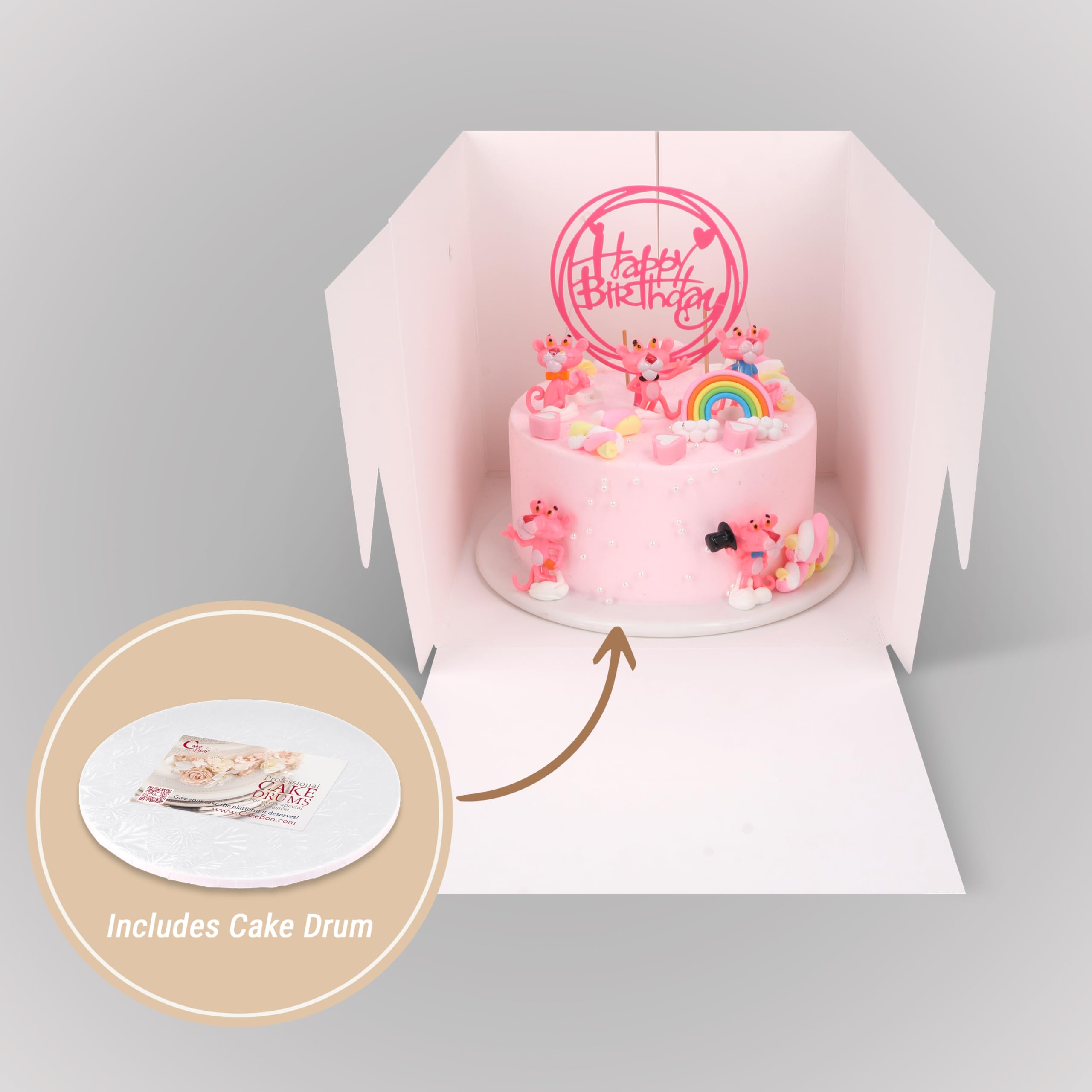 Cakebon Modernas y elegantes cajas blancas para tartas de 10 pulgadas con ventana (paquete de 6) – perfectas para cumpleaños, bodas y fiestas