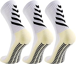 Anrbb Lot de 3 paires de chaussettes de football antidérapantes, unisexes, respirantes, en coton avec semelle en éponge, chaussettes de tennis confortables pour l'entraînement, la randonnée, la