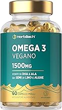 Omega 3 Vegan DHA and ALA 1500mg 1500mg | High Efficiency | Derived from Algae Oil | 60 Vegan Capsules | Horbaach