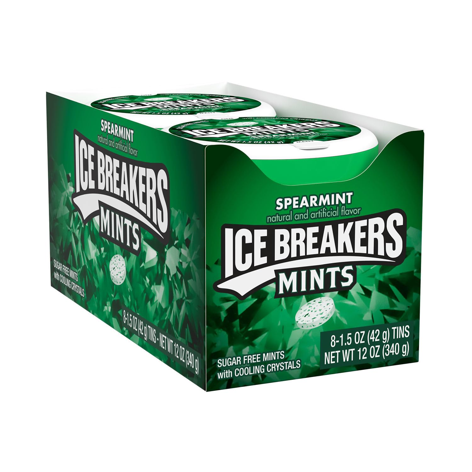 ICE BREAKERS Spearmint Sugar Free Breath Mints Tins, 1.5 oz 8 Count