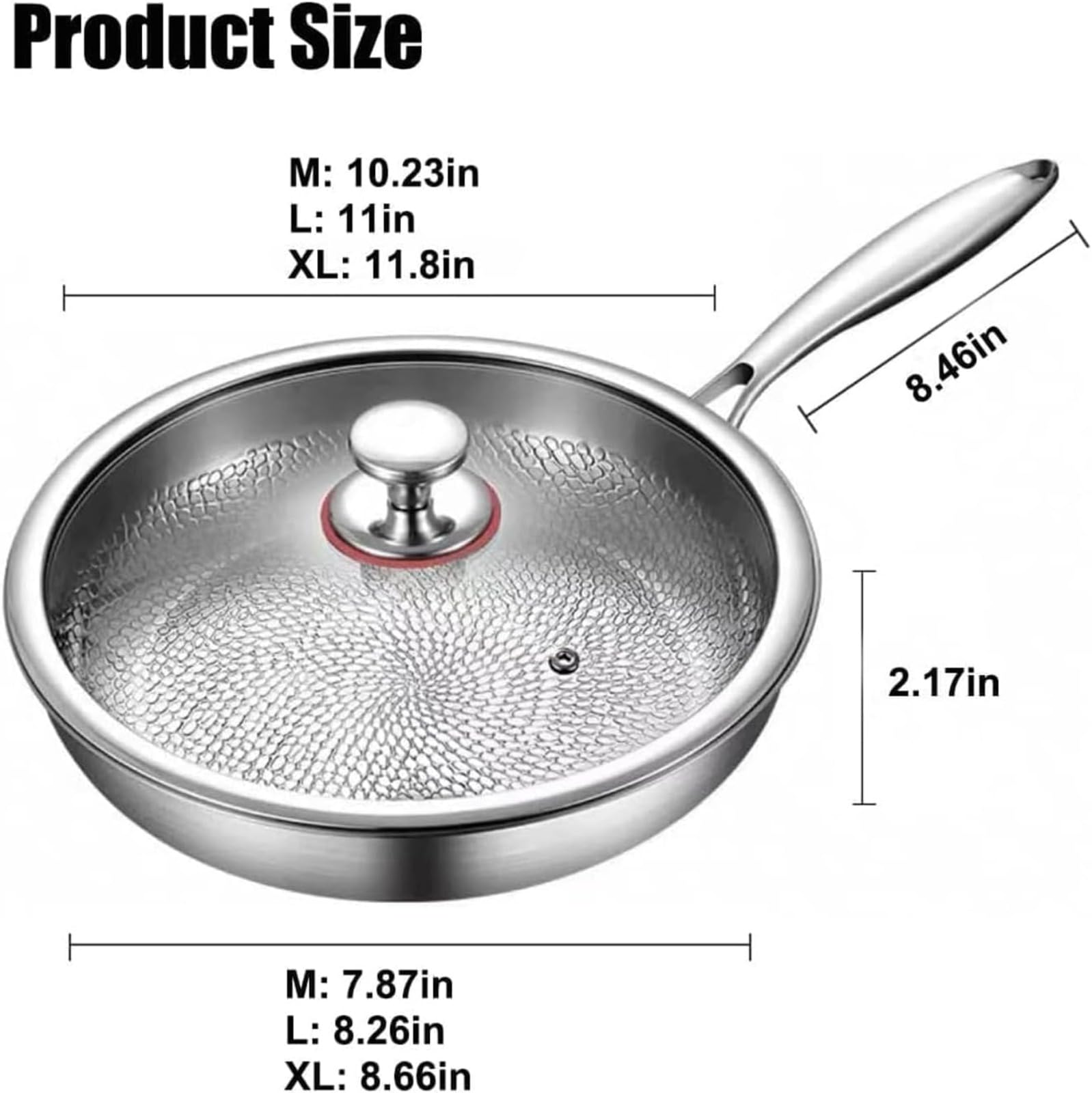 Generico Titanium Hammered Pan PRO con Coperchio, 2025 padelle antiaderenti multifunzionali Ultra Resistenti e AntiGraffio per Cucinare