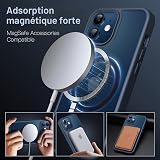 JETech Coque Mate Magnétique pour iPhone 12/12 Pro, Bleu Orage - 3