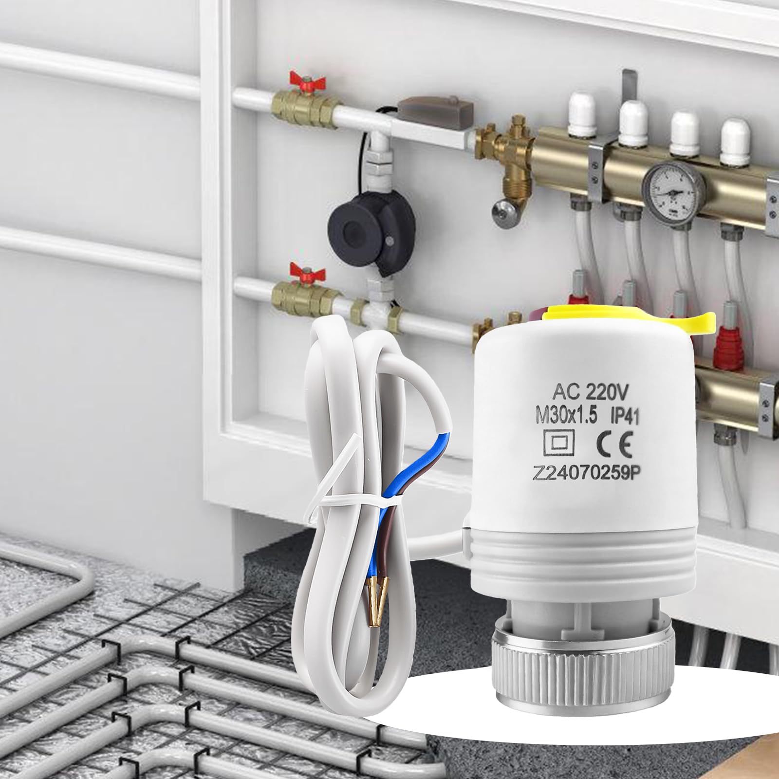 4 motori di regolazione per riscaldamento a pavimento: 230 V, M30 x 1,5 NC, chiuso senza corrente, attuatore termico per riscaldamento a pavimento, valvola per riscaldamento a pavimento, per