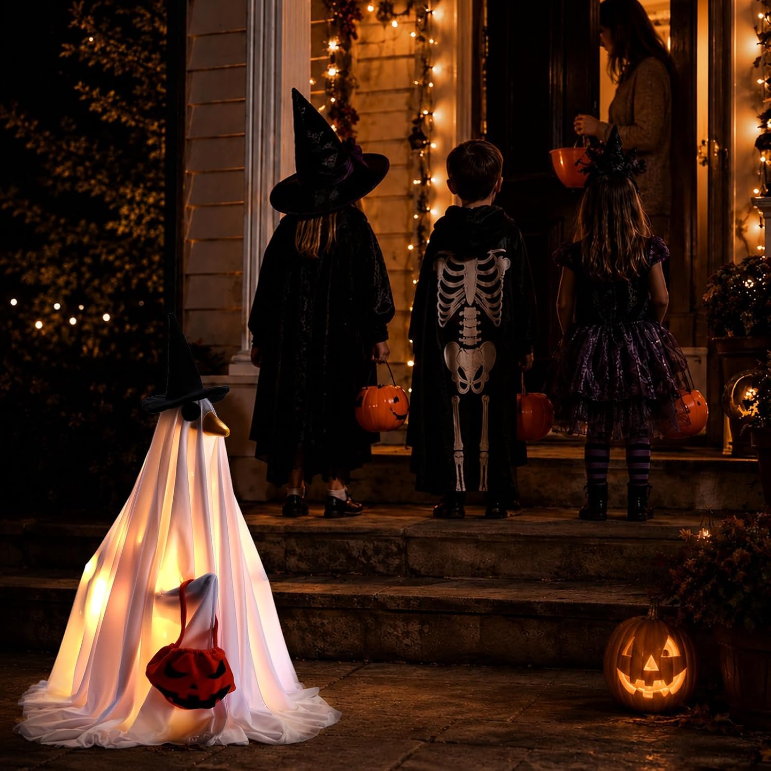 Halloween Lighted Ghost Porch Goose Outfits for 23 Inch Statue
