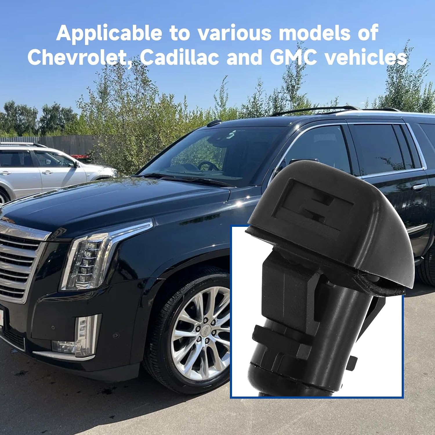 Windshield Washer Nozzle ‎for Chevrolet Silverado 1500 2014-2019 for Chevrolet Suburban 2015-2020 Windshield Sprayer Nozzles Wiper Washer Fluid Jet NO.23181646 2PCS