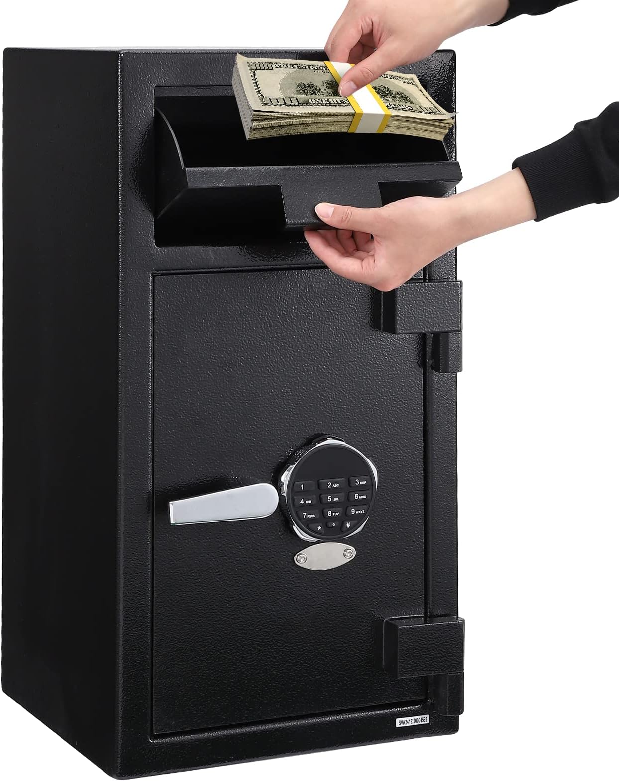 Fireproof Depository Safe with Drop Slot, Electronic Anti-Theft Drop Safe for Business with Programmable Numeric Keypad Lock and Spare Keys, Cash Drop Safe Box for Office Home Retail Store