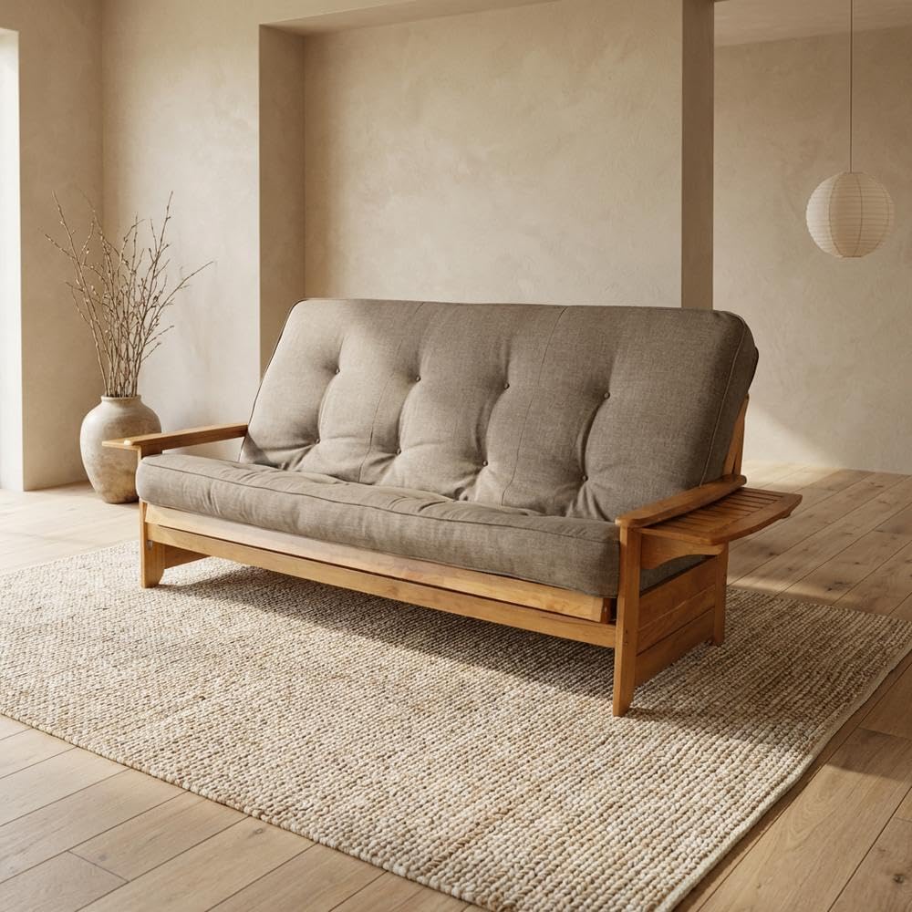 Starlight Canyon Home Light Gray Faux Leather Futon, Convertible, Comfortable Mattress, Modern Frame, Ideal for Living and Guest Rooms