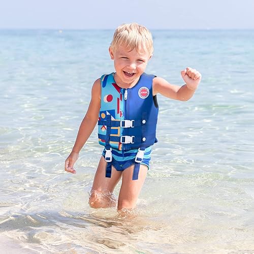 Miniatura 4 de Boglia Chaleco de natación para niños pequeños, chaqueta flotante para niños y niñas, traje de baño flotante con correa de seguridad ajustable para