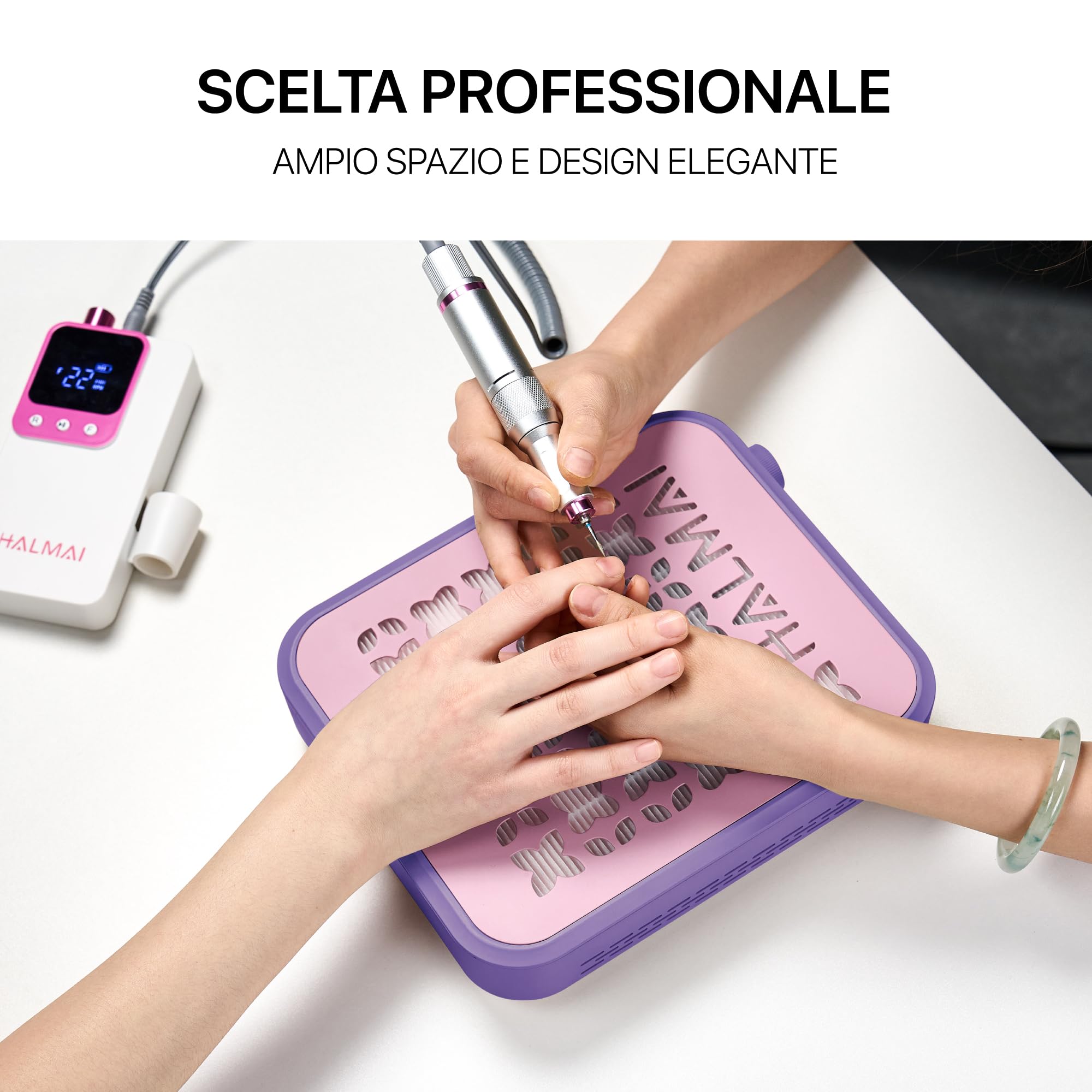 HALMAI Aspirapolvere per polvere da unghie ricaricabile senza fili 800Pa motore brushless portatile filtro HEPA Viola crepuscolo